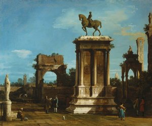 Colleoni-monumentet i en Caprice-miljö av Canaletto