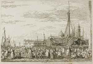 Marknaden på Molo, från Vedute av Canaletto