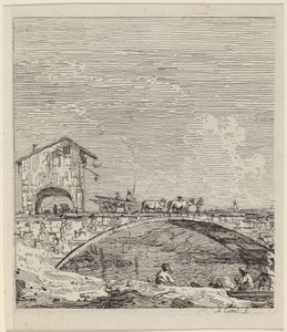 Vagnen som passerar över en bro, ca. 17351746. av Canaletto