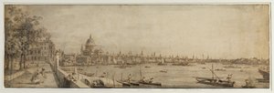 Utsikt från Somerset Gardens med utsikt mot London Bridge, c.1746-55 av Canaletto