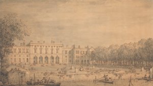 Utsikt över Old Somerset House från Themsen av Canaletto