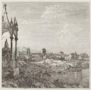 Utsikt över en stad med en biskopsgrav av Canaletto