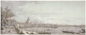 Utsikt över Themsen, London, c1750 av Canaletto