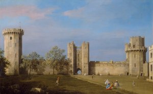 Warwick Castle, East Front från Outer Court, 1752 av Giovanni Antonio Canal