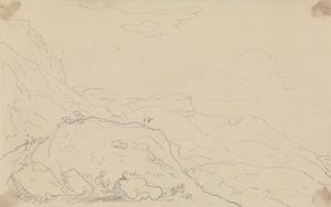 Skiss av Cliff and Hills nära stranden av Capt. Thomas Hastings