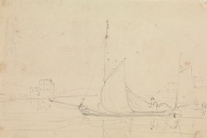 Skiss av en segelbåt av Capt. Thomas Hastings