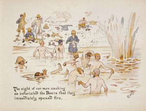Åsynen av våra män som tvättade gjorde boerna så upprörda att de omedelbart öppnade eld, från The Leaguer of Ladysmith, 1900