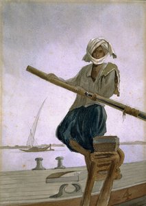 Båtsman vid floden Indus, Indien