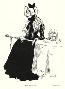 Dickens karaktär: Mrs Micawber (litho)