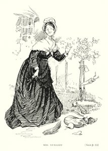 Dickens karaktär: Mrs Nickleby (litho)