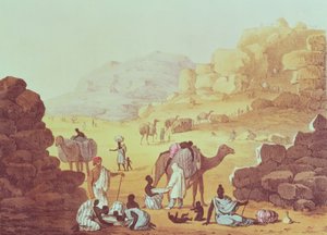 En slavkaravan, plansch ur "A Narrative of Travels in Northern Africa" (En berättelse om resor i Nordafrika) av Captain George Francis (after) Lyon