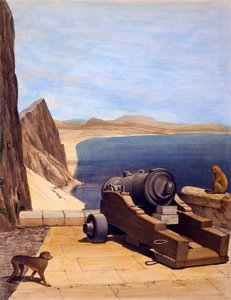 Mediterranean Battery, Gibraltar, tryck gjord av TC Dibdin, från Select Views of the Rock and Fortress of Gibraltar, publicerad 1846 av Captain J. M. Carter