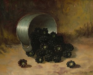 Blackberries Spilling from Tin Cup, n.d. (olja på pannå)