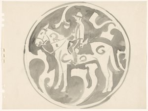 Design för en kanadensisk mountie-skylt av Carel Adolph Lion Cachet