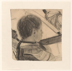 Skolbarn, sedd bakifrån diagonalt av Carel Adolph Lion Cachet