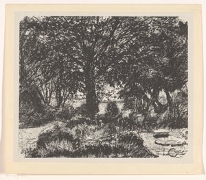 Trädgård med stort träd av Carel Adolph Lion Cachet