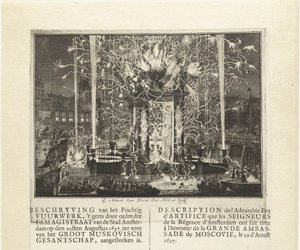 Fyrverkerier som firar ankomsten av Muscovys ambassad i Amsterdam 1697, 1697