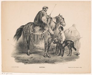 Adelsman till häst och tiggande pojke Pictura (serietitel på objekt) av Carel Christiaan Antony Last