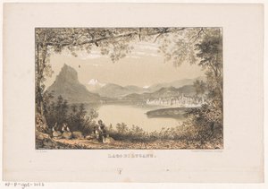 Utsikt över Luganosjön Lago di Lugano (titel på objekt) av Carel Christiaan Antony Last