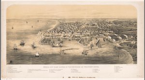 hamnen i Odessa Odessa med sina hamnar och befästningar sett från fågelperspektiv (titel på objekt) av Carel Christiaan Antony Last