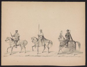 Utrecht-studenternas maskerad, 1846 (skylt 14) Skildring av den kostymklädda processionen, föreställande Filip II, Prins av Spaniens procession i Utrecht, 3 oktober 1549, hållen 17 juni 1846 av H.H. Studenter av Utrechtsche av Carel Christiaan Antony Last