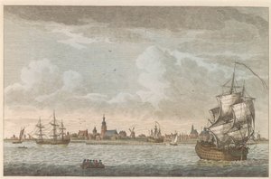 Utsikt över Hoorn, ca 1790 Utsikt över staden Hoorn / Vue dela Ville de Horn, situee sur le bord du Zuiderzee (titel på objekt) av Carel Frederik Bendorp (I)