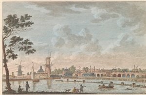 Gezicht op de Hogesluis, ca. 1790 Hooge Amstel Sluis te Amsterdam / Höga bron, kallad hoog sluis - tidigare kallad Lovers