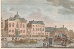 Högtyska synagogan i Amsterdam, ca 1790 Högtyska judiska kyrkan i Amsterdam / Sijnagogue Allemandé à Amsterdam (titel på objektet)