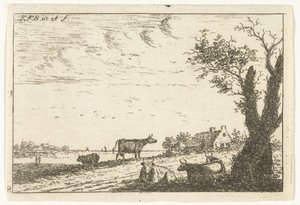 Flodlandskap med kor Landskap (serietitel) av Carel Frederik Bendorp (I)