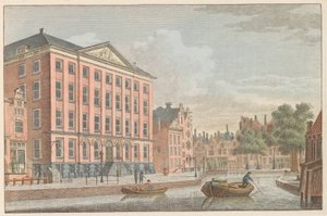 Romersk-katolska jungfruhuset i Amsterdam, ca 1790 R.C. Maiden House i Amsterdam. / Hospice Catolique dite Maison des Vierges à Amsterdam (titel på objekt) av Carel Frederik Bendorp (I)