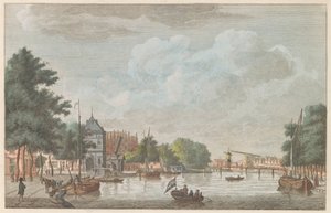 Spaarne i Haarlem, ca 1790 Het Binnen Spaarne i Haarlem / Riviere denna reservinteriör i Haarlem (titel på objekt)