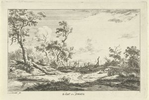 Jägare i ett landskap Te Eext i Drenthe (titel på objekt) Landscapes (A-F) (serietitel) av Carel Lodewijk Hansen