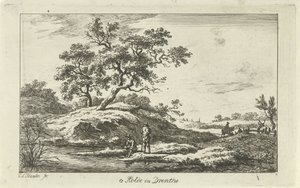 Resenärer vid vattnet Te Rolde i Drenthe (titel på objekt) Landskap (a-f) (serietitel) av Carel Lodewijk Hansen