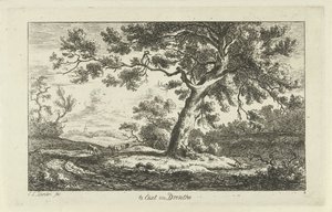 vilande herde Te Eext i Drenthe (titel på objekt) Landskap (a-f) (serietitel) av Carel Lodewijk Hansen
