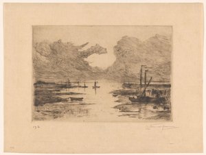 Hamnen i Bergen op Zoom vid lågvatten Bergen op Zoom (originaltitel) Sketching in Holland (original serietitel) av Carel Nicolaas Storm van 