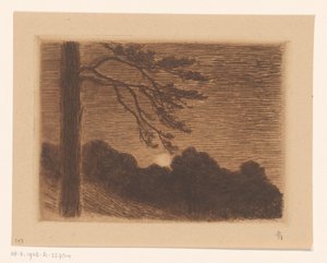 Landskap med stigande måne av Carel Nicolaas Storm van 