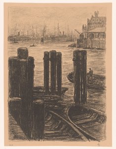 Pålarbete i hamnen i Hamburg