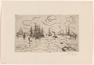 Fartyg på Maas av Carel Nicolaas Storm van 