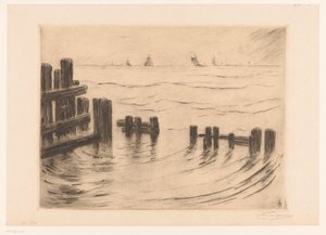 Havslandskap med vågbrytare vid Vlissingen Brise-lames, Flessingue (originaltitel) av Carel Nicolaas Storm van 