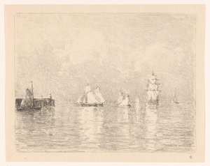 Segelfartyg vid Cuxhavens väggård av Carel Nicolaas Storm van 