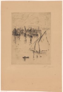 Segelfartyg framför hamnen i Le Havre av Carel Nicolaas Storm van 