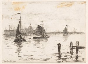 Fiskefartyg på Maas utanför Dordrecht av Carel Nicolaas Storm van 