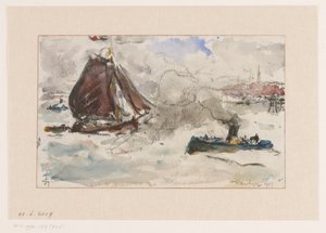 Turbulent vatten utanför hamnen i Hamburg av Carel Nicolaas Storm van 