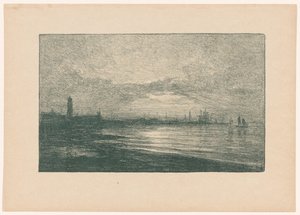 Havshamn på natten Dagens nedgång (titel på objekt)