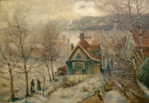 Kustlandskap med hus av Carl Edvard Diriks