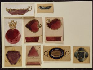 Samling av fatdesigner, House of Carl Faberge (penna och akvarell på papper)