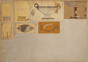 Urval av mönster, House of Carl Faberge (penna och akvarell på papper)