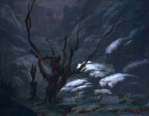 Bergsklyfta på vintern av Carl Blechen