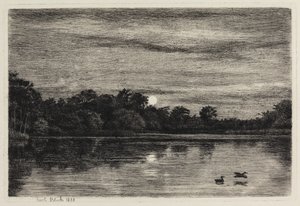 Bondedammen vid Hellebæk. Månsken av Carl Bloch