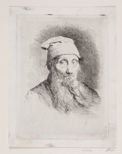 En gammal man med hatt. Byst bild av Carl Bloch